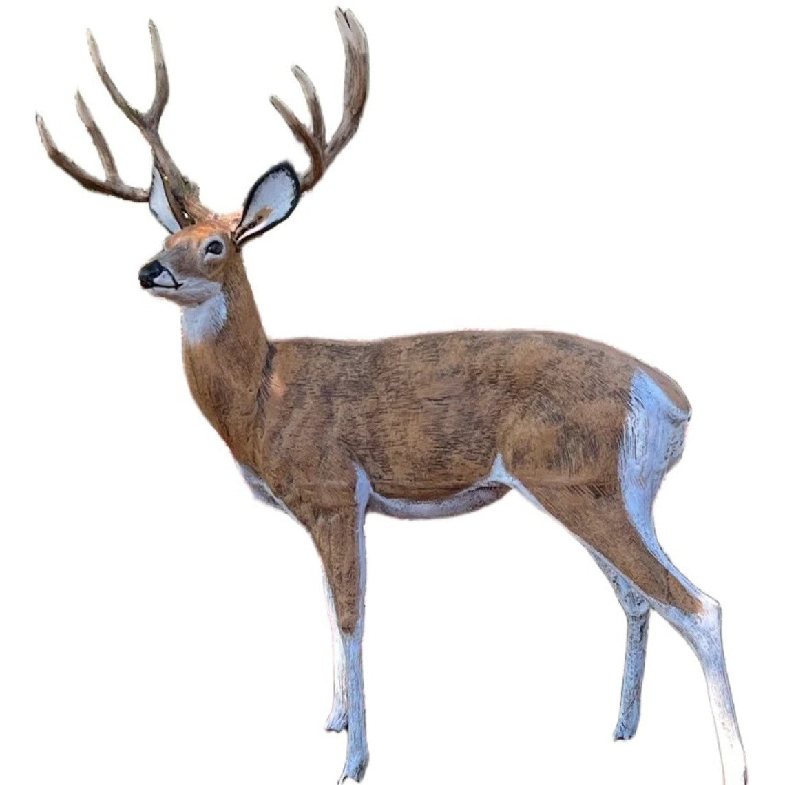 Cast aluminum deer statue with detailed antlers for yard or home decor