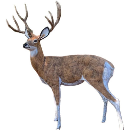 Cast aluminum deer statue with detailed antlers for yard or home decor