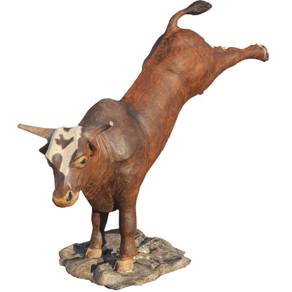 cast aluminum bucking bull for any outdoor space