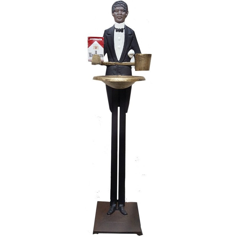 Bellhop or Butler Cigarette & Match Holder with Ashtray