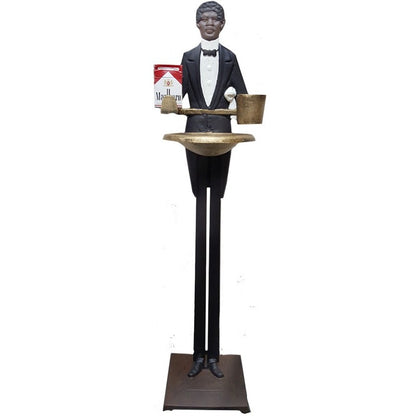 Bellhop or Butler Cigarette & Match Holder with Ashtray