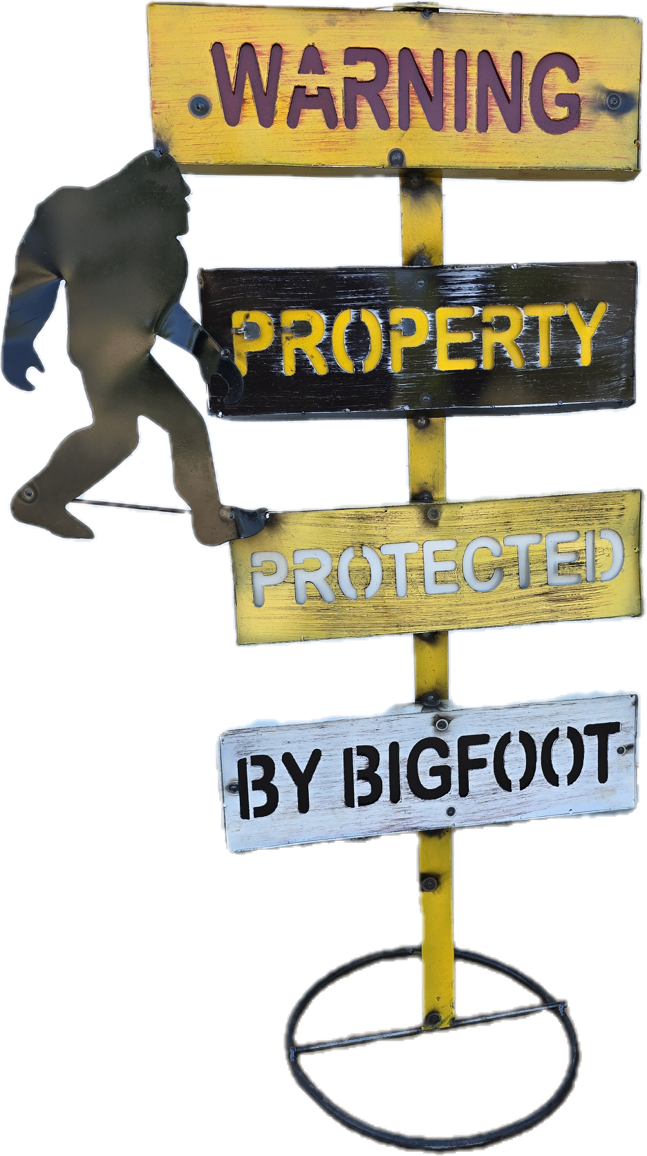 "Warning Property Protected by Bigfoot" Sign Post - Large