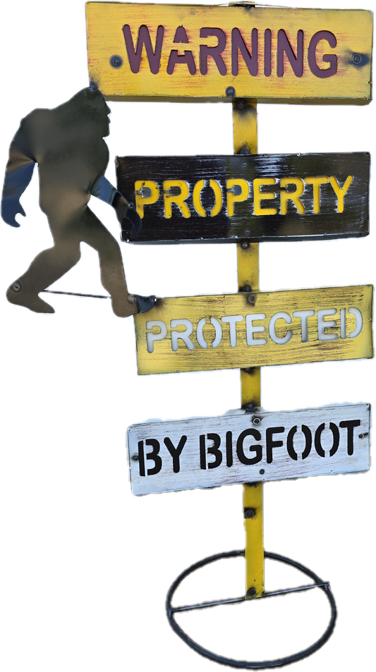 "Warning Property Protected by Bigfoot" Sign Post - Large