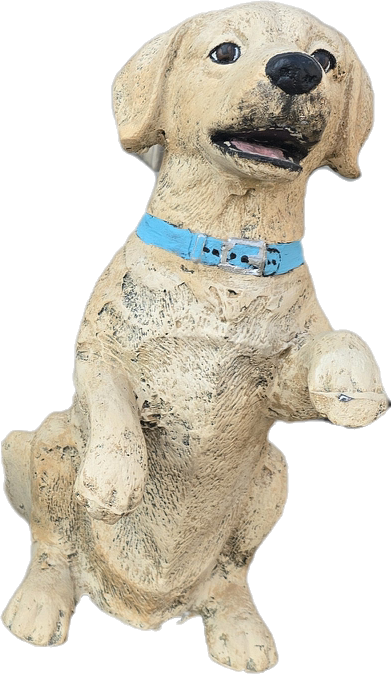 Mini Dog Sitting with Paw Raised - Backyard Buddies