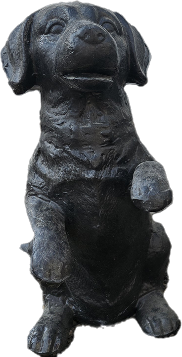 Mini Dog Sitting with Paw Raised - Backyard Buddies