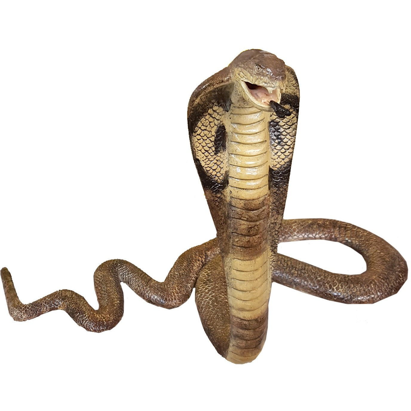 Cast aluminum cobra statue with raised hood, detailed scales, for yard or home decor
