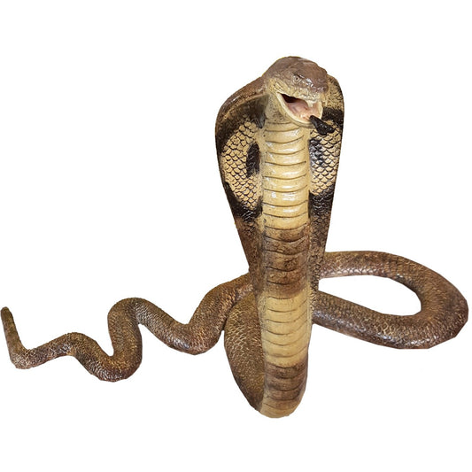 Cast aluminum cobra statue with raised hood, detailed scales, for yard or home decor