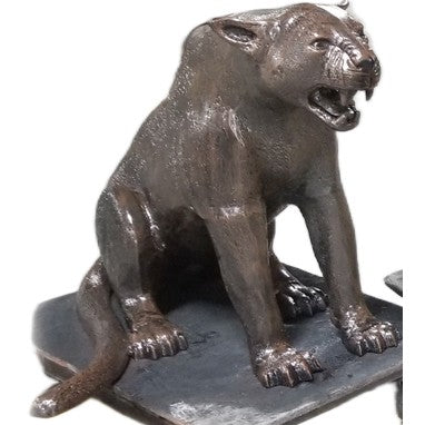 Cast aluminum panther statue with roaring expression, ideal for yard or home decor