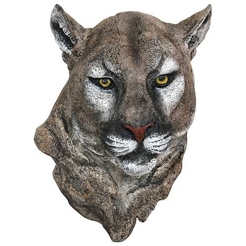 Cast aluminum cougar head statue for yard or home decor, detailed wild cat sculpture with lifelike eyes