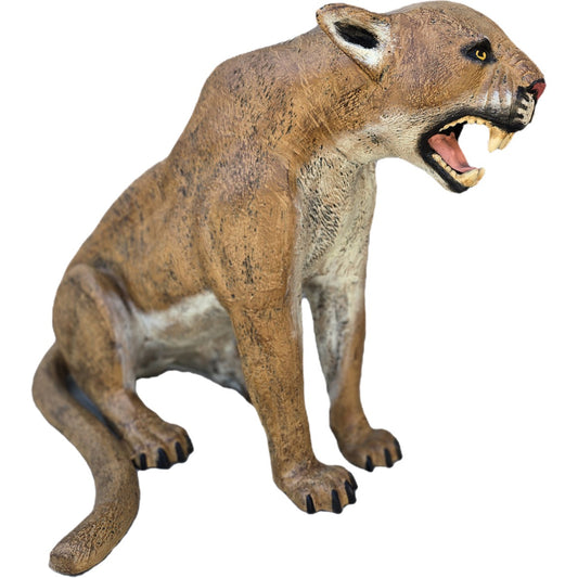 Roaring cast aluminum cougar statue for yard or home decor, detailed craftsmanship