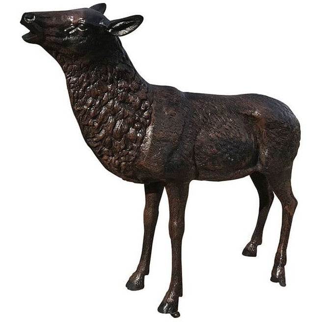 Cast aluminum deer statue with textured fur, perfect for backyard or garden decor