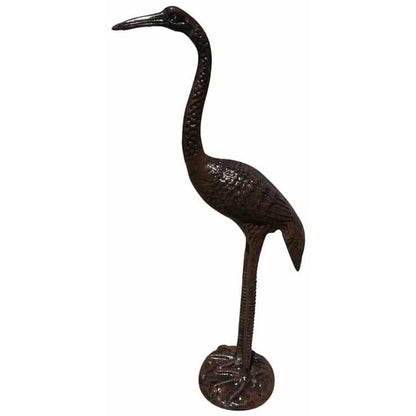 Cast aluminum crane statue for garden or yard decor, elegant backyard accent piece