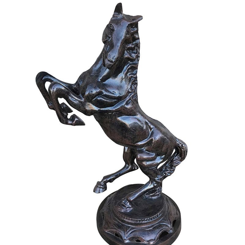Cast aluminum rearing horse statue for yard or home decor, detailed craftsmanship