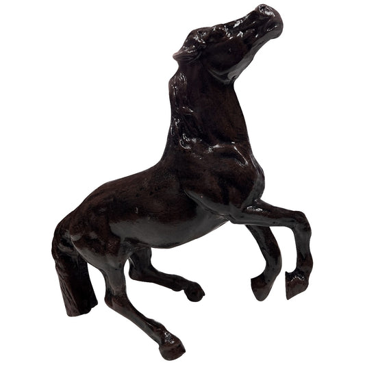 Cast aluminum horse statue with rearing pose, ideal for yard or home decor