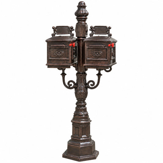 Cast aluminum Double Barcelona Mailboxes in bronze finish