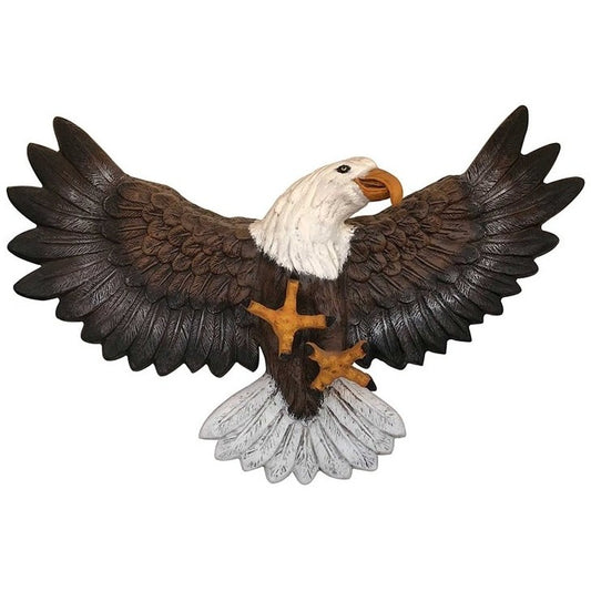 Cast aluminum bald eagle statue with wings spread, perfect for yard or home decor