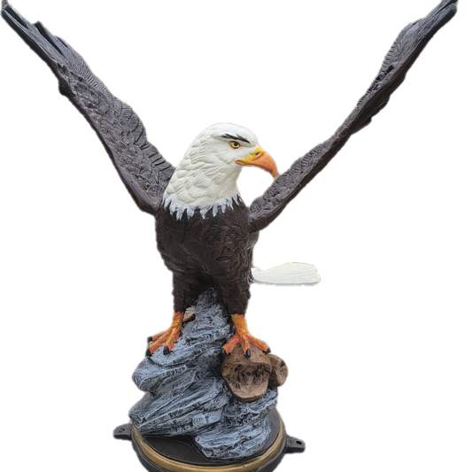 Eagle on Rock with Wings Out