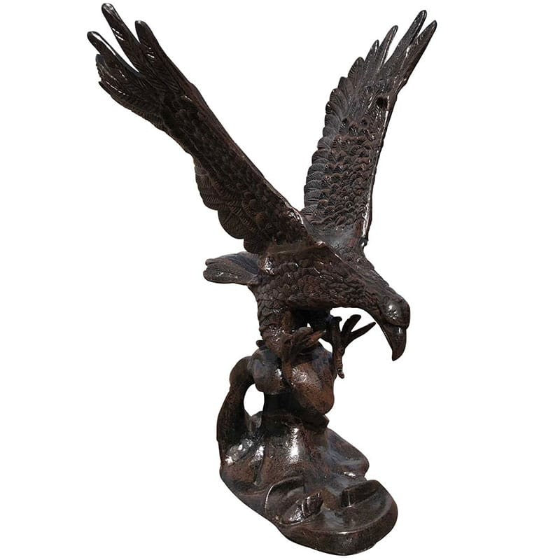 Cast aluminum eagle statue with outstretched wings, perfect for yard or home decor