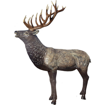 Cast aluminum elk statue with detailed antlers for yard or home decor