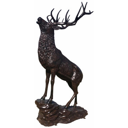 Cast aluminum deer statue with detailed antlers, perfect for yard or home decor