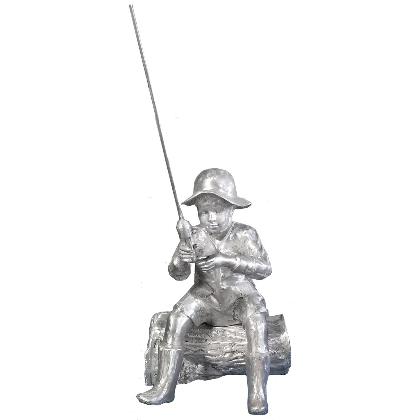 Fishing Boy with Raincoat and Pole