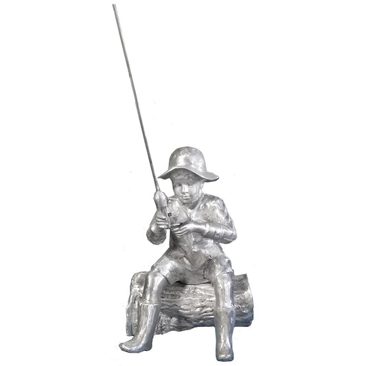 Fishing Boy with Raincoat and Pole