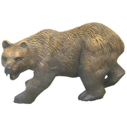 Cast aluminum bear statue for yard or home decor, detailed fur texture, lifelike walking pose
