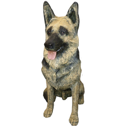 Cast aluminum German Shepherd statue for yard or home decor, detailed craftsmanship