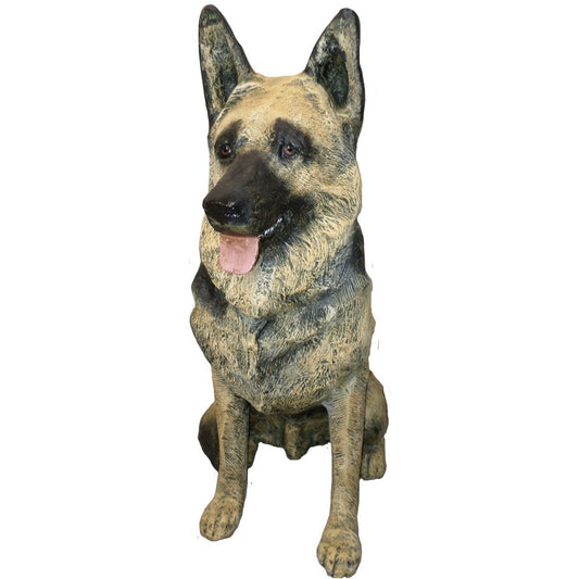 Cast aluminum German Shepherd statue for yard or home decor, detailed craftsmanship