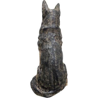 Cast aluminum German Shepherd statue for yard or home decor, detailed textured finish