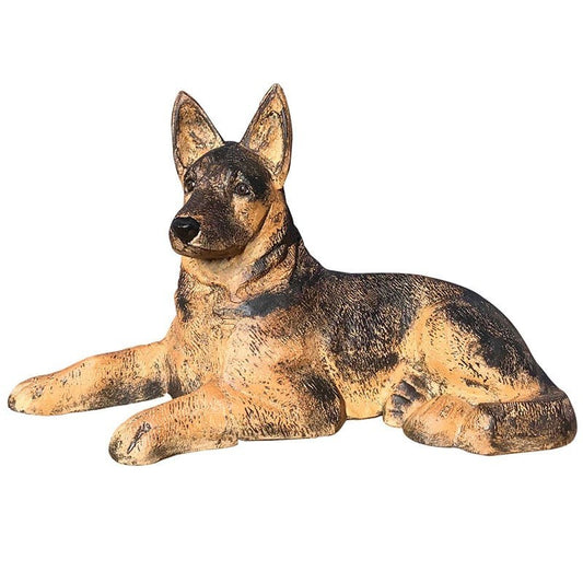 Cast aluminum German Shepherd statue for yard or home decor, lifelike design, durable outdoor use