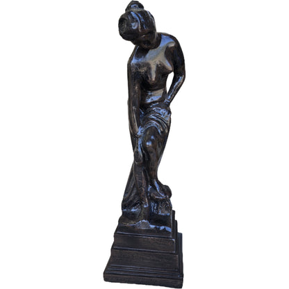 Cast aluminum statue of a draped woman, elegant garden decor for home or yard