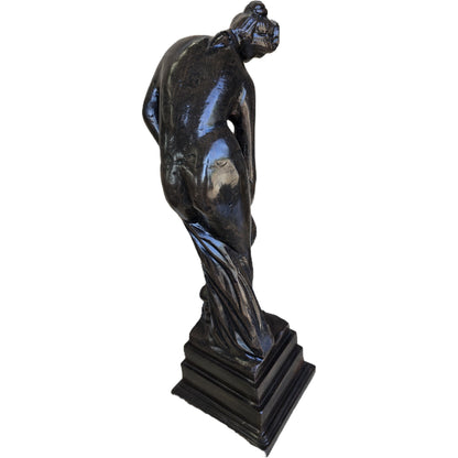 Cast aluminum statue of draped female figure, elegant garden decor with classic design