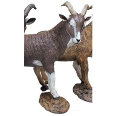 Cast aluminum ram statue with curved horns, detailed texture, for backyard or garden decor
