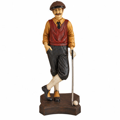Cast aluminum golfer painted in antique finishes for indoor or outdoor displays
