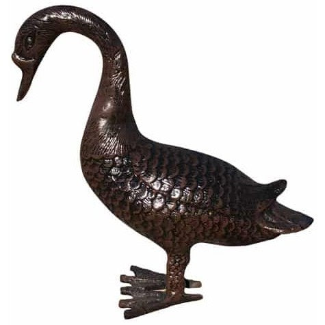 Cast aluminum goose statue for garden or yard decor, detailed feather texture, bronze finish