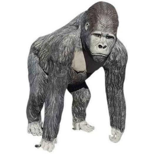 Cast aluminum gorilla statue for backyard or home decor, detailed craftsmanship