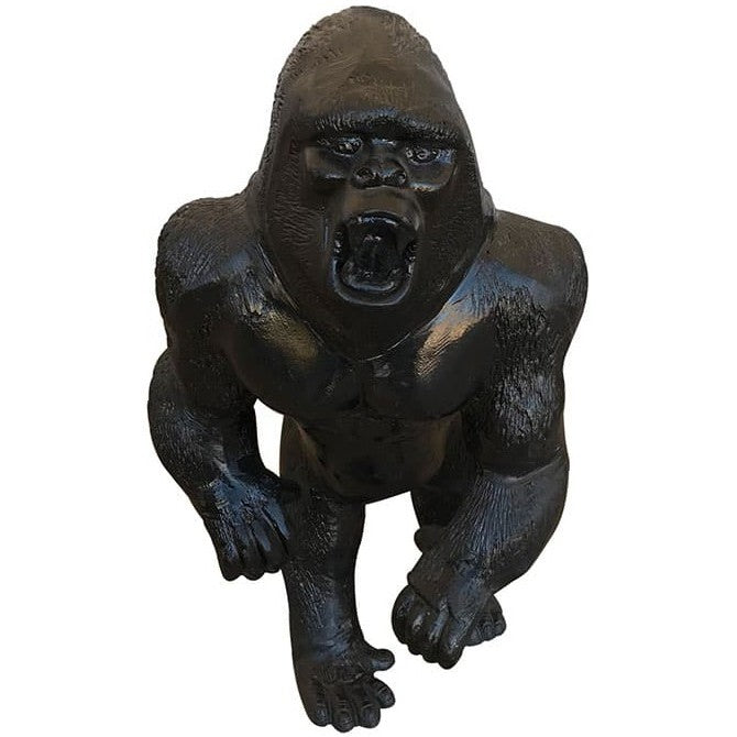 Cast aluminum gorilla statue for yard or home decor, detailed craftsmanship, backyard buddy