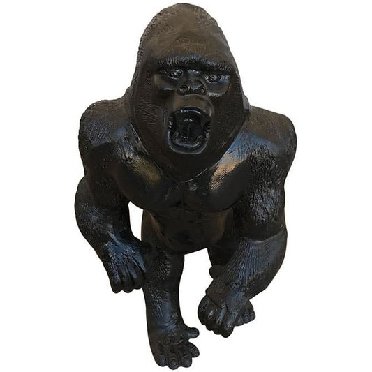 Cast aluminum gorilla statue for yard or home decor, detailed craftsmanship, backyard buddy