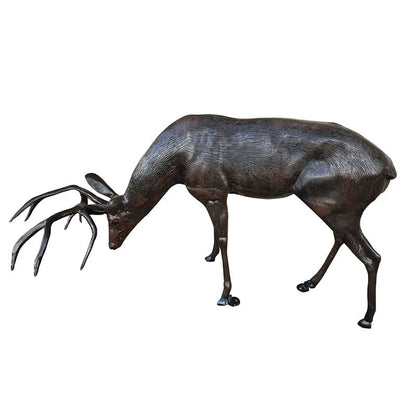 Cast aluminum deer statue with detailed antlers for yard or home decor