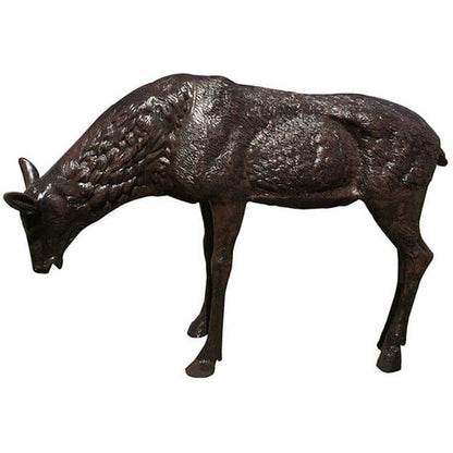 Cast aluminum deer statue for garden or yard decor, detailed craftsmanship, dark bronze finish