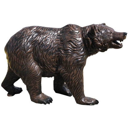 Cast aluminum bear statue with detailed fur texture, ideal for any outdoor space