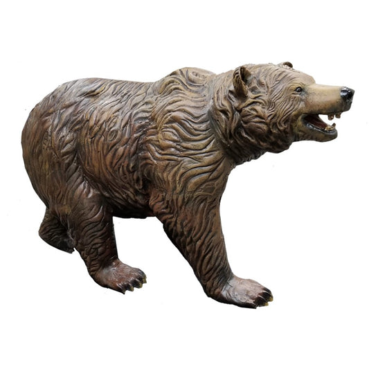 Cast aluminum bear statue for yard decor with detailed fur and roaring expression
