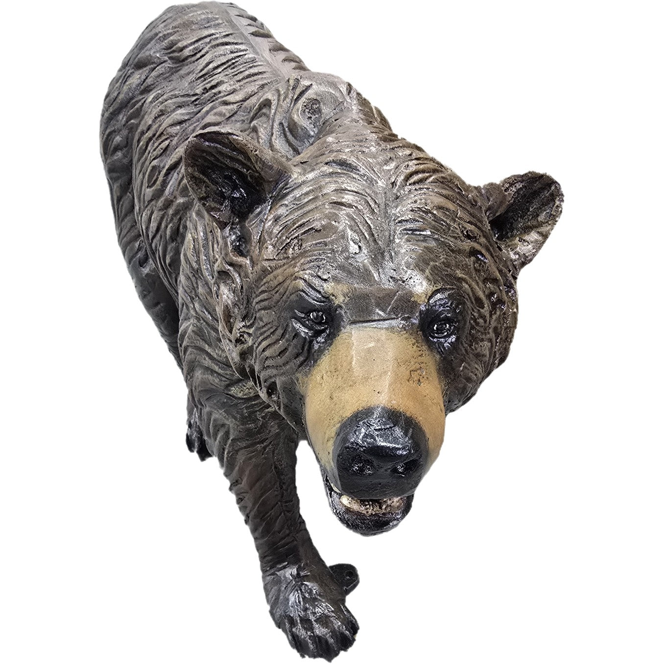 Cast aluminum bear statue for yard decor, detailed craftsmanship, lifelike design