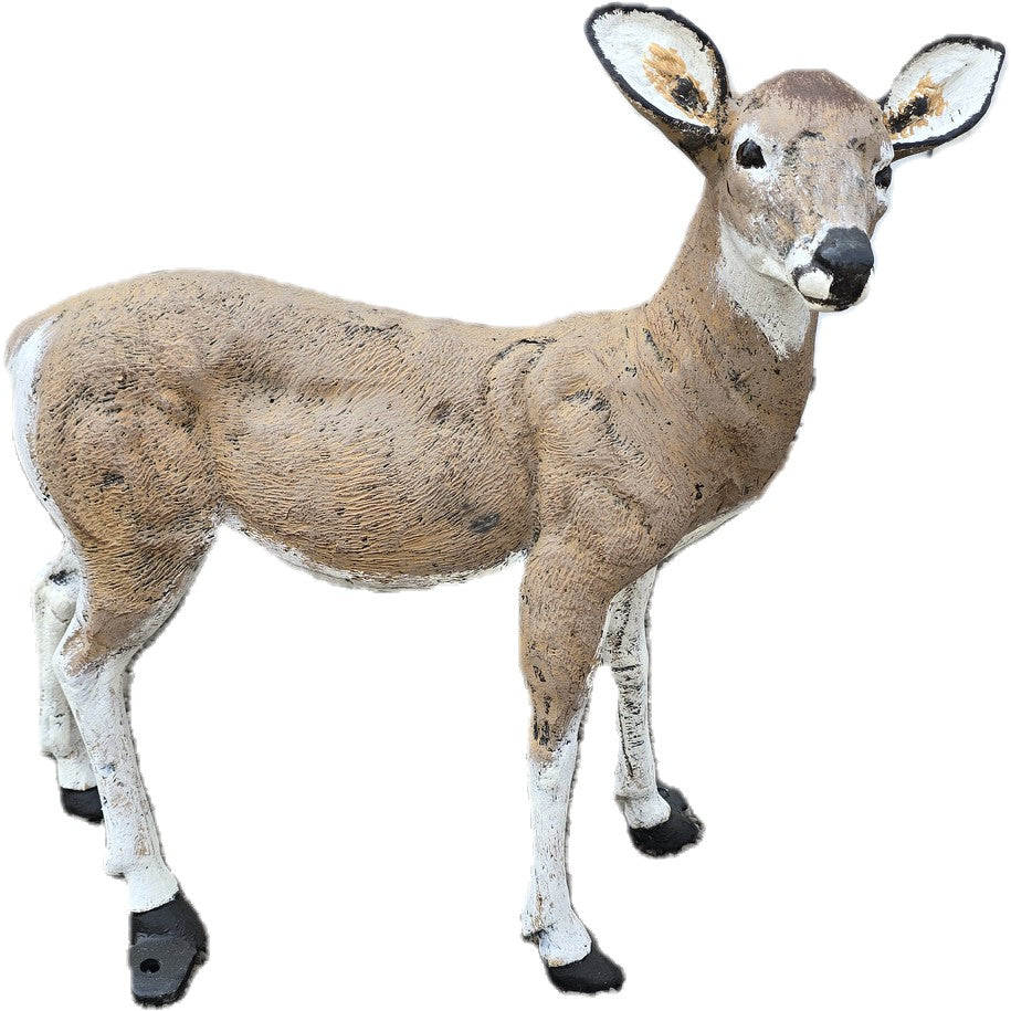Cast aluminum deer statue for yard or garden decor, realistic design with textured finish