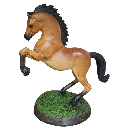 Small Rearing Horse on Round Base