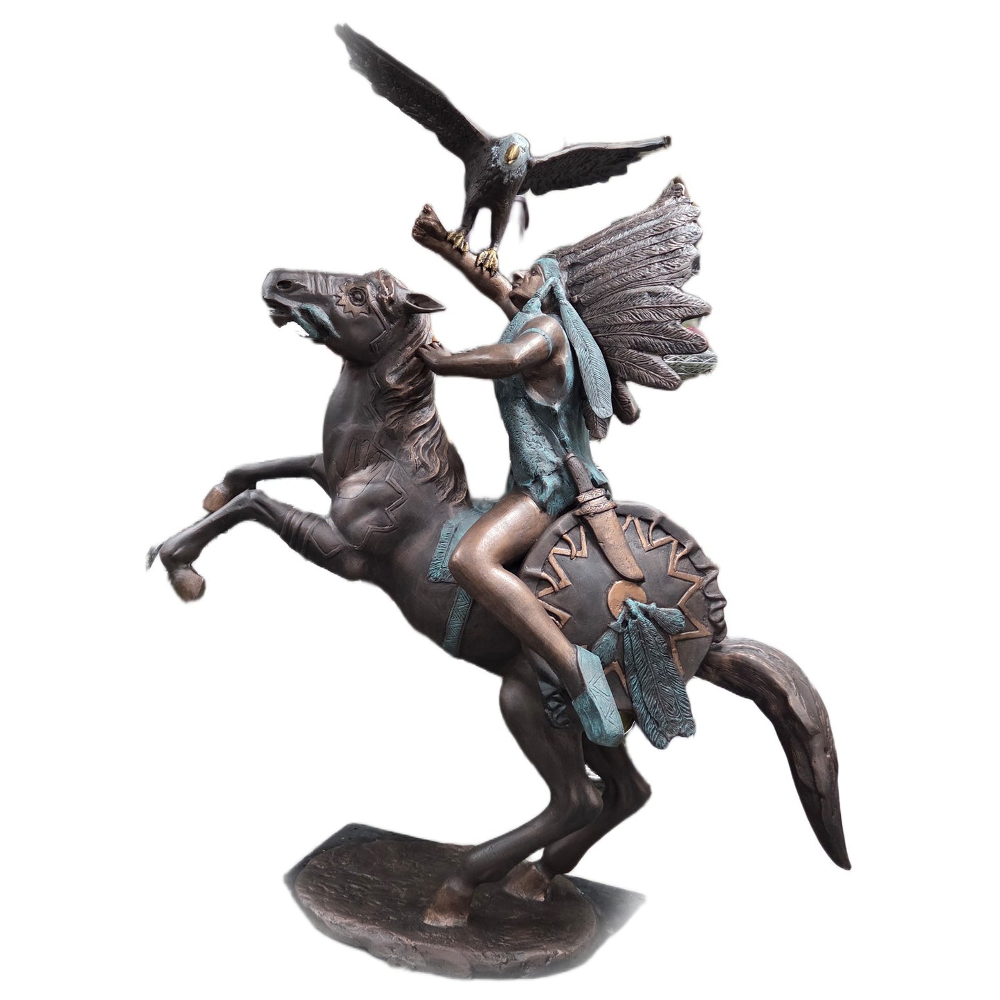 Rearing Horse with Indian and Eagle
