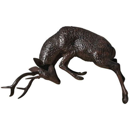 Cast aluminum deer statue with antlers, ideal for yard or garden decor
