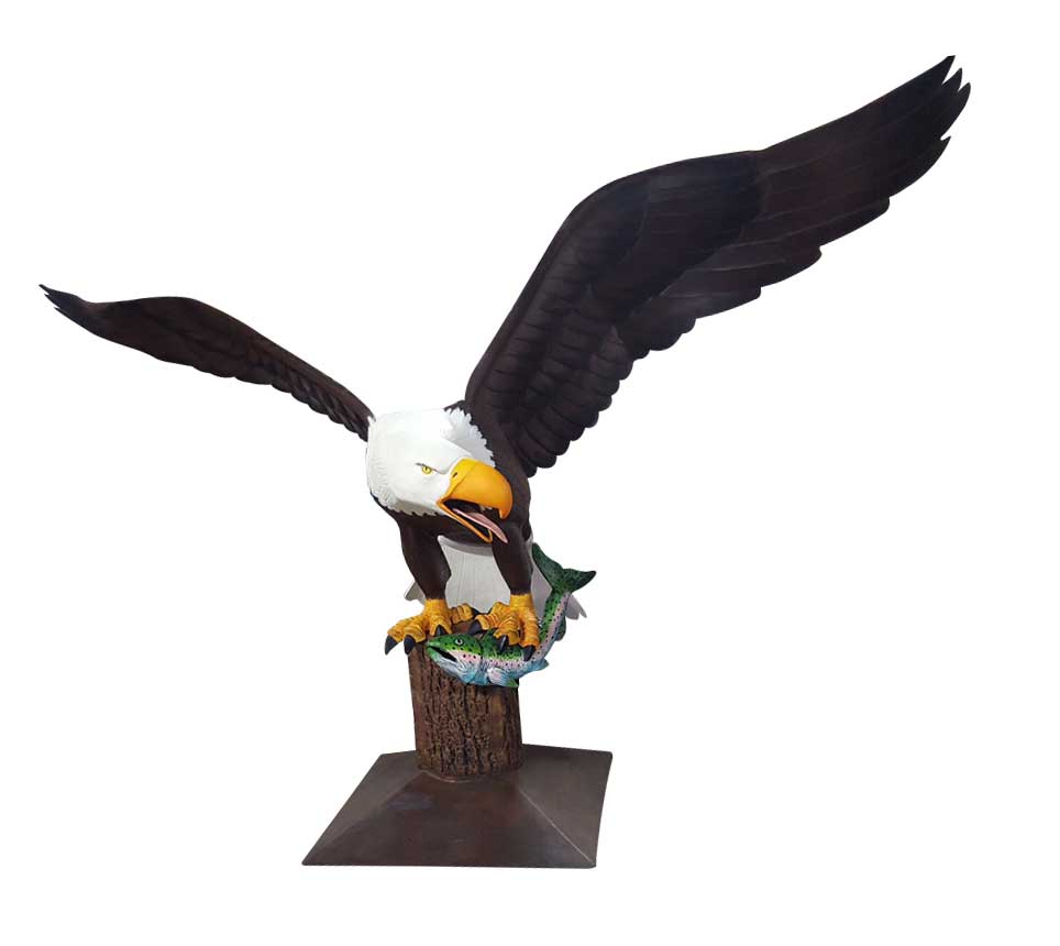 10' Large Flying Eagle on Stump