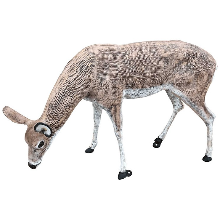 Cast aluminum deer statue grazing, perfect for yard or garden decor with realistic texture and finish.